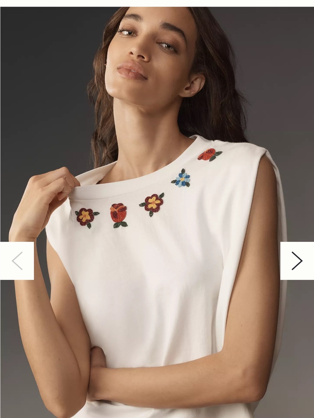Farm Rio Embroidered White Sleeveless Top